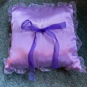 Purple Satin Pillow with Ribbon - Ring Bearer Pillow
